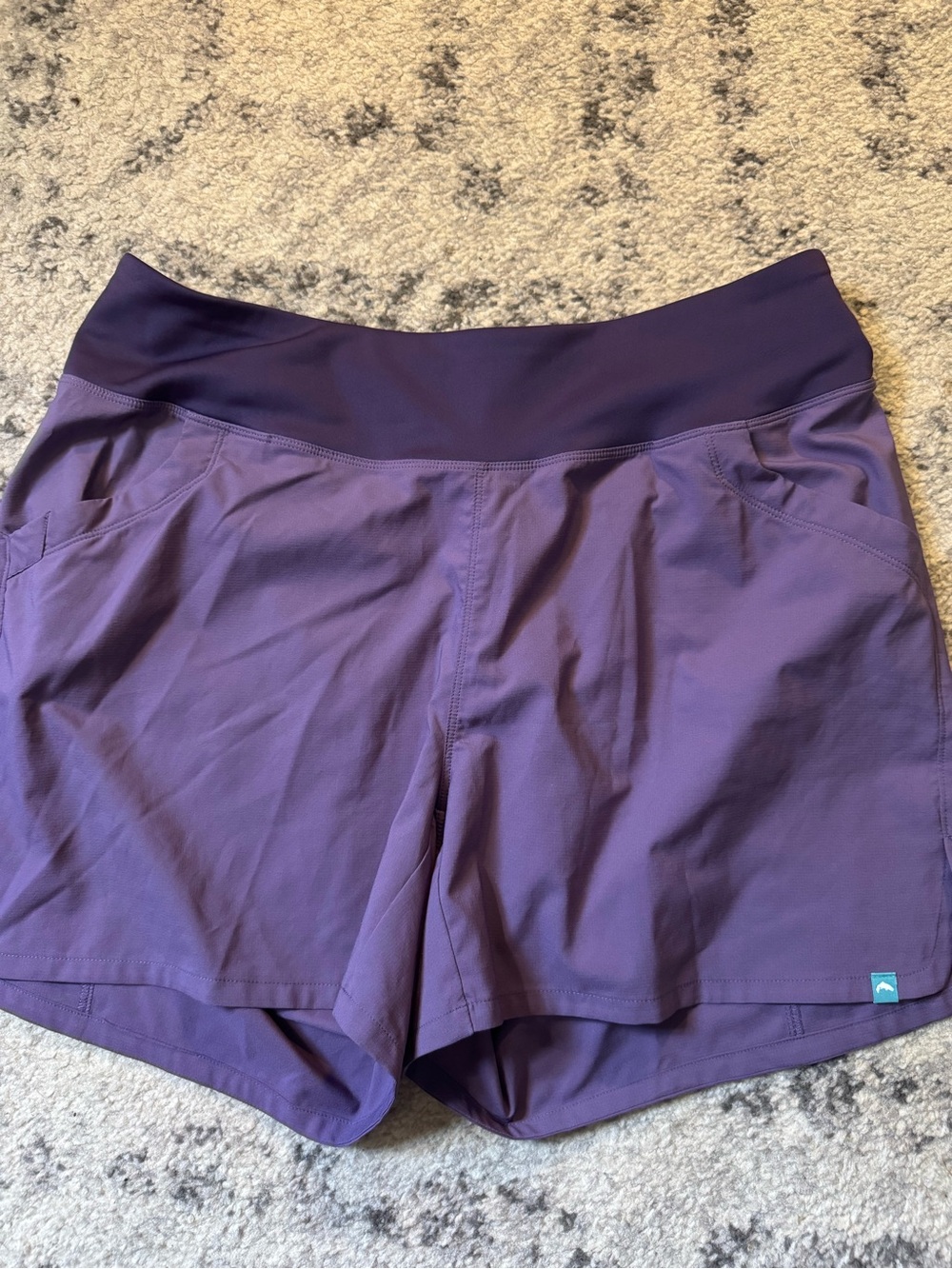 Simms Purple Women's Athletic Fishing Shorts with Wide Waistband